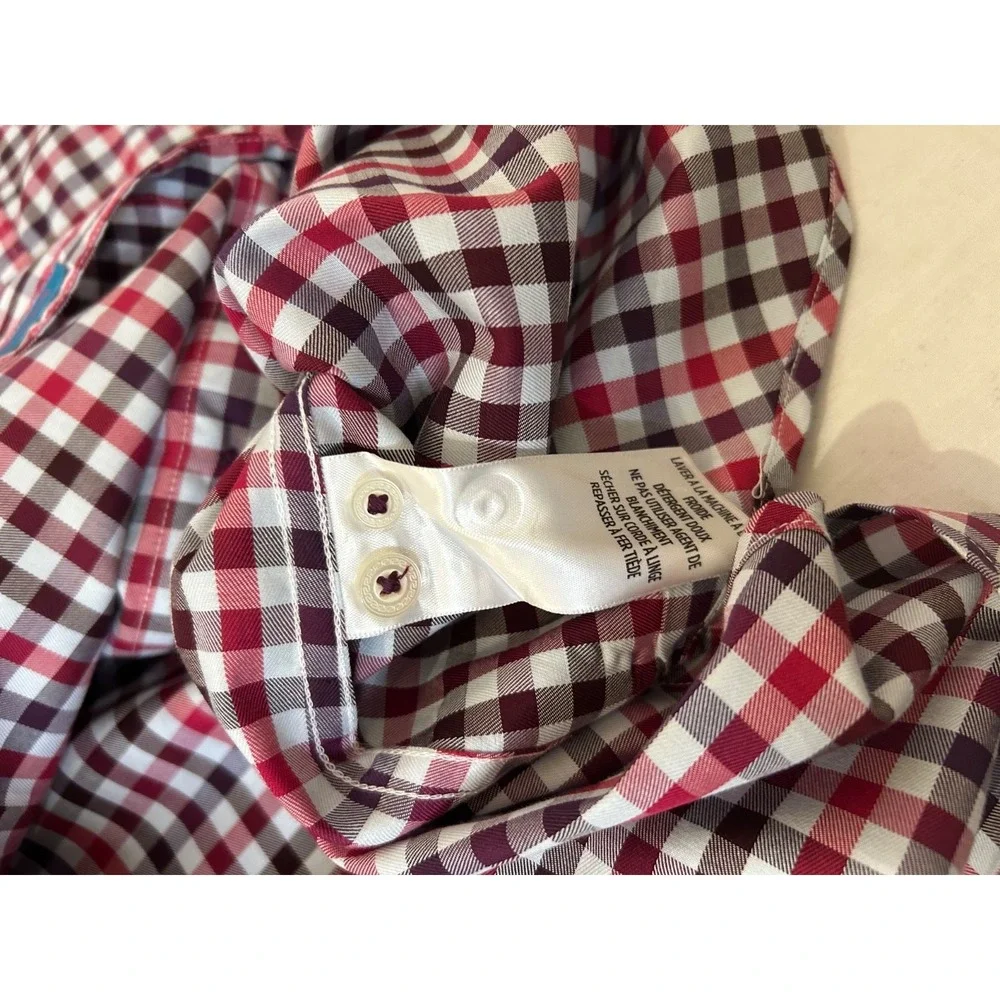 Robert Graham Modern Contras  Cuff‎ Mult-Color Gingham Plaid Mens Sz L Shirt